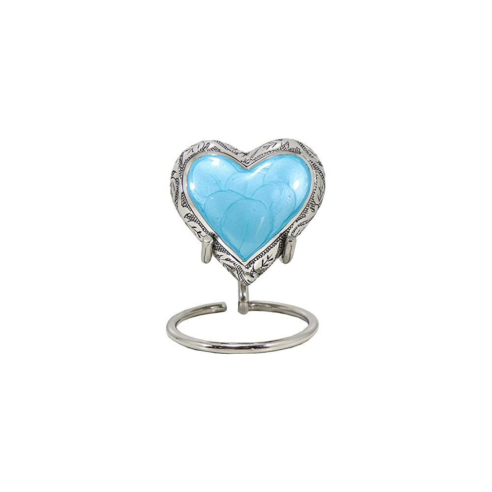 Recuerdo Urnas de corazón azul oceano para ceniceros humanos