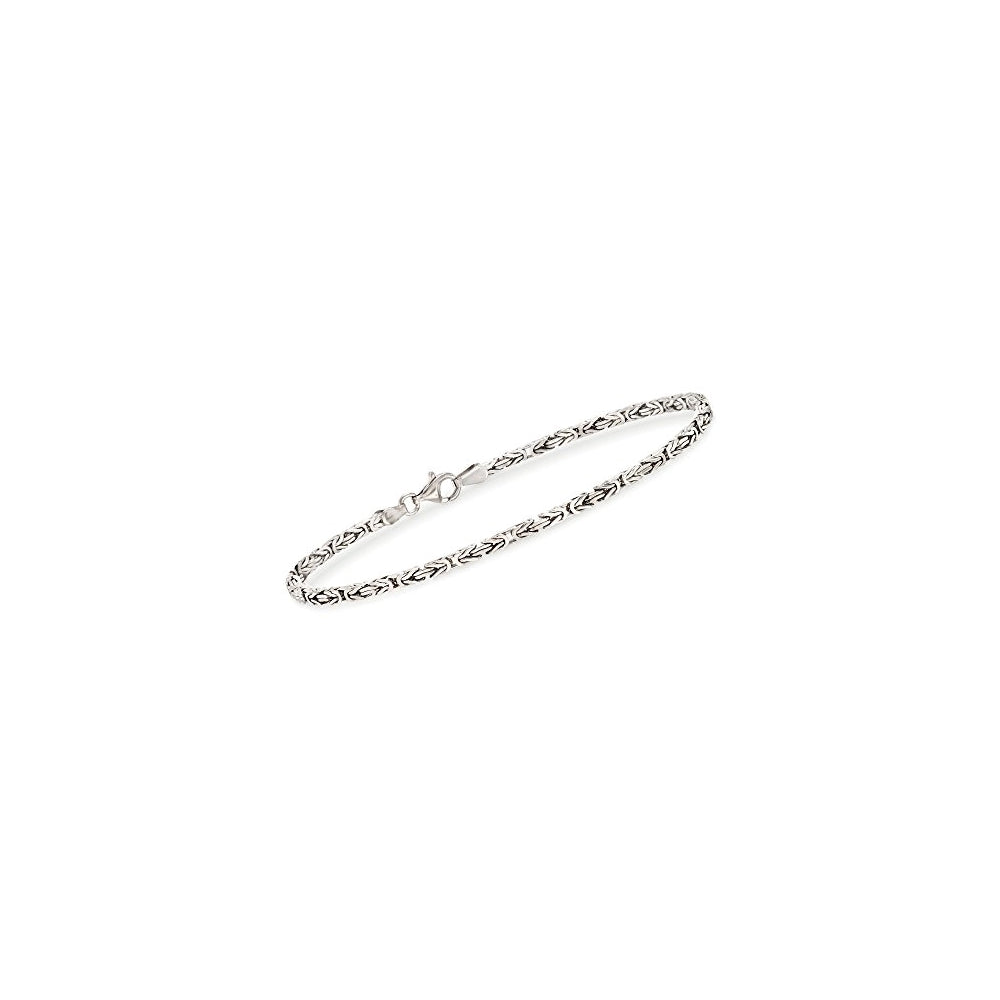 Pulseras y tobilleras bizantina cuadrada de plata de ley