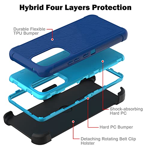 Leptech Funda para Samsung Galaxy A53 5G con protector de pantalla de cristal, [Serie Funda] Clip de cinturón de protección, resistente, resistente, resistente, resistente, militar, a prueba de golpes, cubierta para teléfono celular (azul)