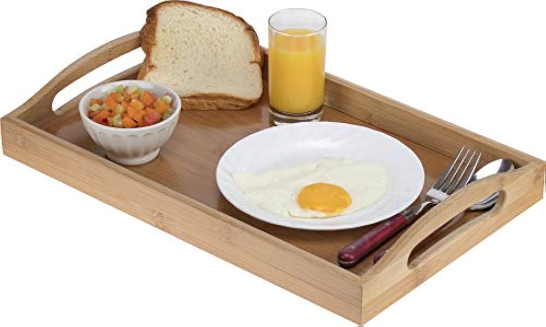 Bandeja de madera con asas – Ideal para cenas, bandeja de té