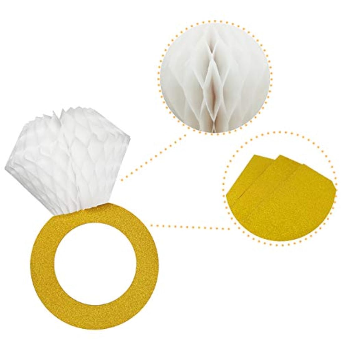 Anillo de diamantes con purpurina dorada(3 piezas)Marca Pyle