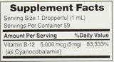 Nature's Bounty B-12 5000 mcg Sublingual Liquid Energy Health 2 oz (Paquete de 3)