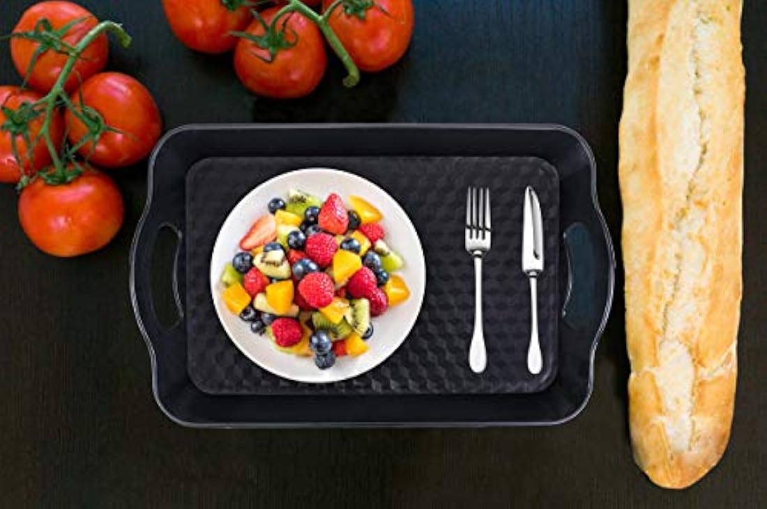 Bandeja de servir con asas, bandejas de plástico
