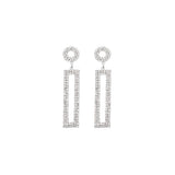Aretes largos con diamantes de imitación rectangulares