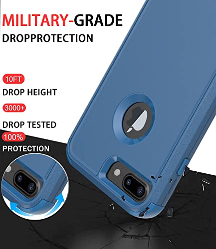 Diverbox Funda para iPhone 8 Plus, iPhone 7 Plus [a prueba de golpes] [a prueba de gotas] [a prueba de polvo], funda de protección resistente para Apple iPhone 8 Plus y 7 Plus (azul)