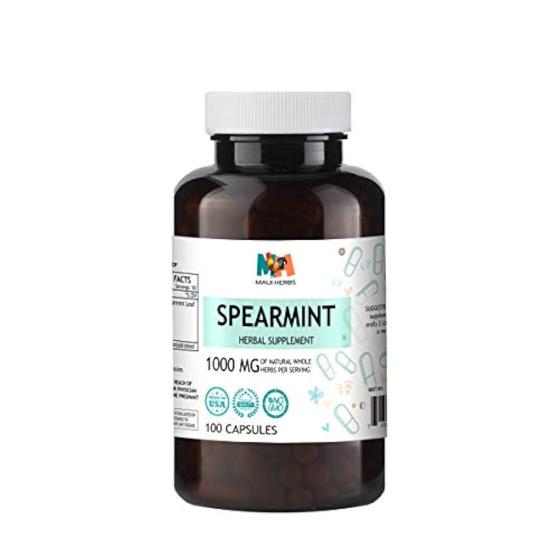 Cápsulas de menta,500 mg,hoja de menta orgánica Mentha