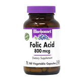 Bluebonnet Ácido fólico 800 mcg cápsulas vegetales, 180 unidades