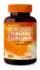 BioEmblem Cúrcuma Suplemento de Curcumina con BioPerina curcuminoides | Fabricado en California, sin OMG, suministro de 30 días
