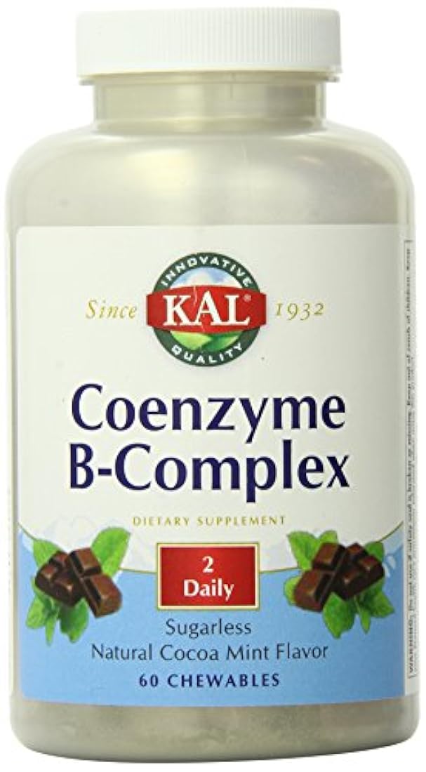 KAL Coenzyme B-Complex Tabletas, Cacao Menta, 60 unidades