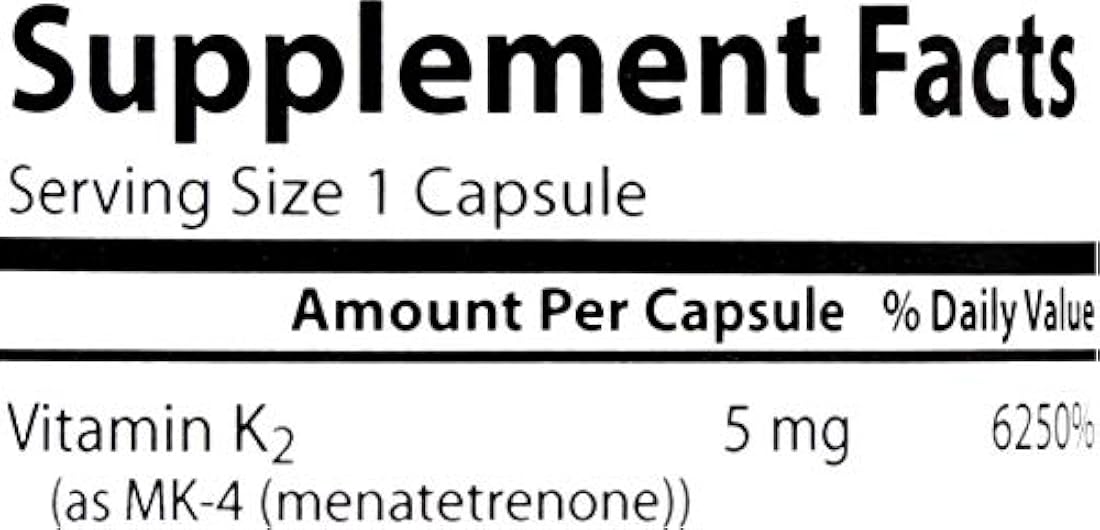 Vitamina K2 MK-4 (Menatetrenona) de 5 mg, Carlson, P35331, 1