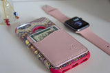 Wallaroo - Tarjetero de cuero adhesivo para iPhone y smartphones Android, rosa, dorado, cuero (Rose Gold Leather)