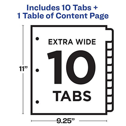 Avery 10-Tab Extra Wide 3 anillas Separadores de archivador