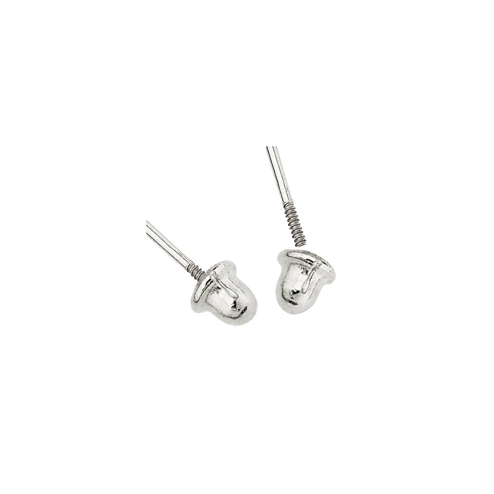 Aretes de bola de oro blanco de 14 quilates con rosca