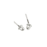 Aretes de bola de oro blanco de 14 quilates con rosca