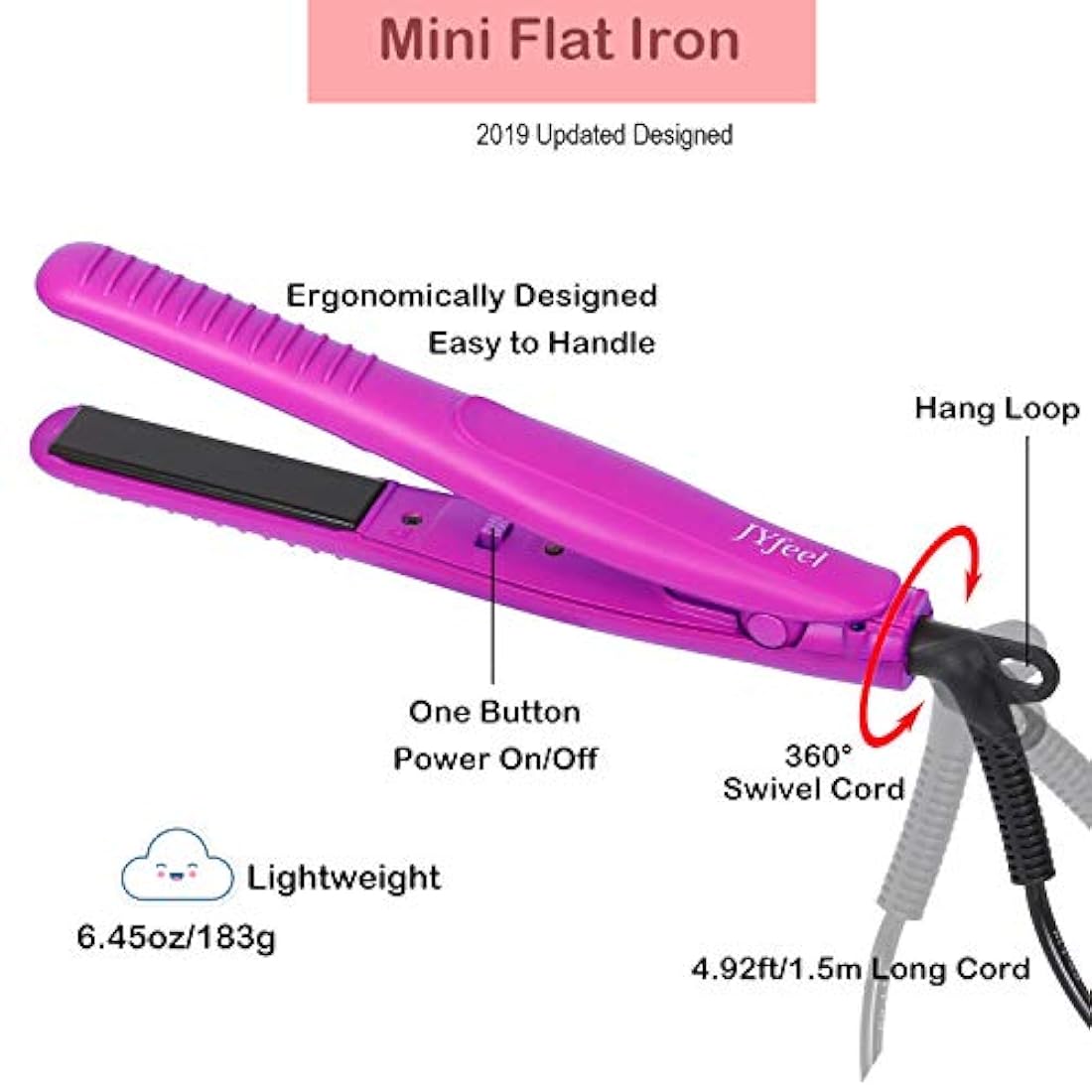 JYfeel Mini plancha plana de viaje de 2/3 pulgadas