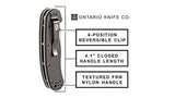 Cuchillo plegable Ontario Knife OKC Rat Ii Sp de mango negro