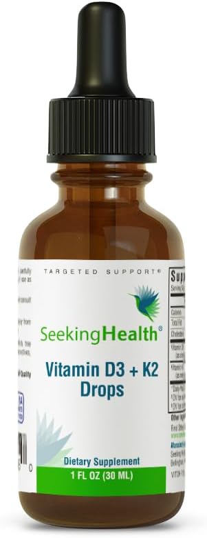 Vitamin D3 + K2 SeekHealth gotas, 12.5 + 50 mcg, niños 4+