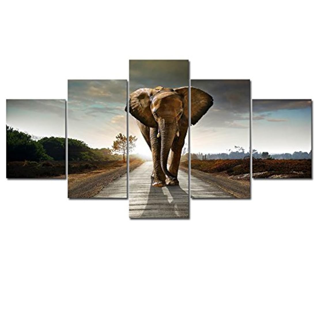 Wieco- Obra de arte de elefante, moderno de árboles púrpuras