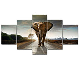 Wieco- Obra de arte de elefante, moderno de árboles púrpuras