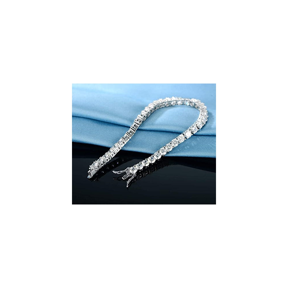 Pulseras y tobilleras clásica de tenis chapada en oro blanco