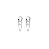Aretes aro pequeños de plata con borla para mujeres