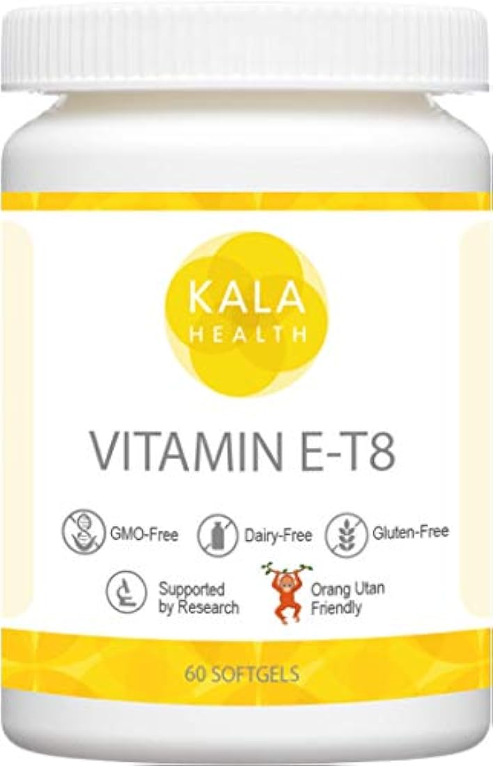 Kala Health Vitamina E-8 softgels – Proporciona todas las 8 formas de vitamina E incluyendo 4 tocoferoles y 4 tocotrienoles el suplemento de vitamina E más completo disponible, 60, 60