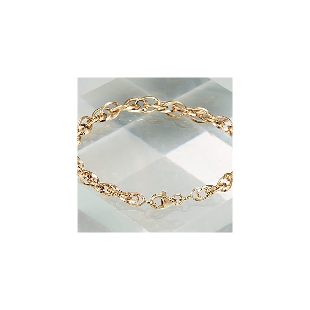 Pulseras de oro amarillo de 14 quilates entrelazada