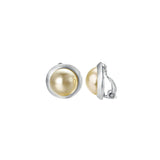 Aretes de clip redondos de perlas para mujer