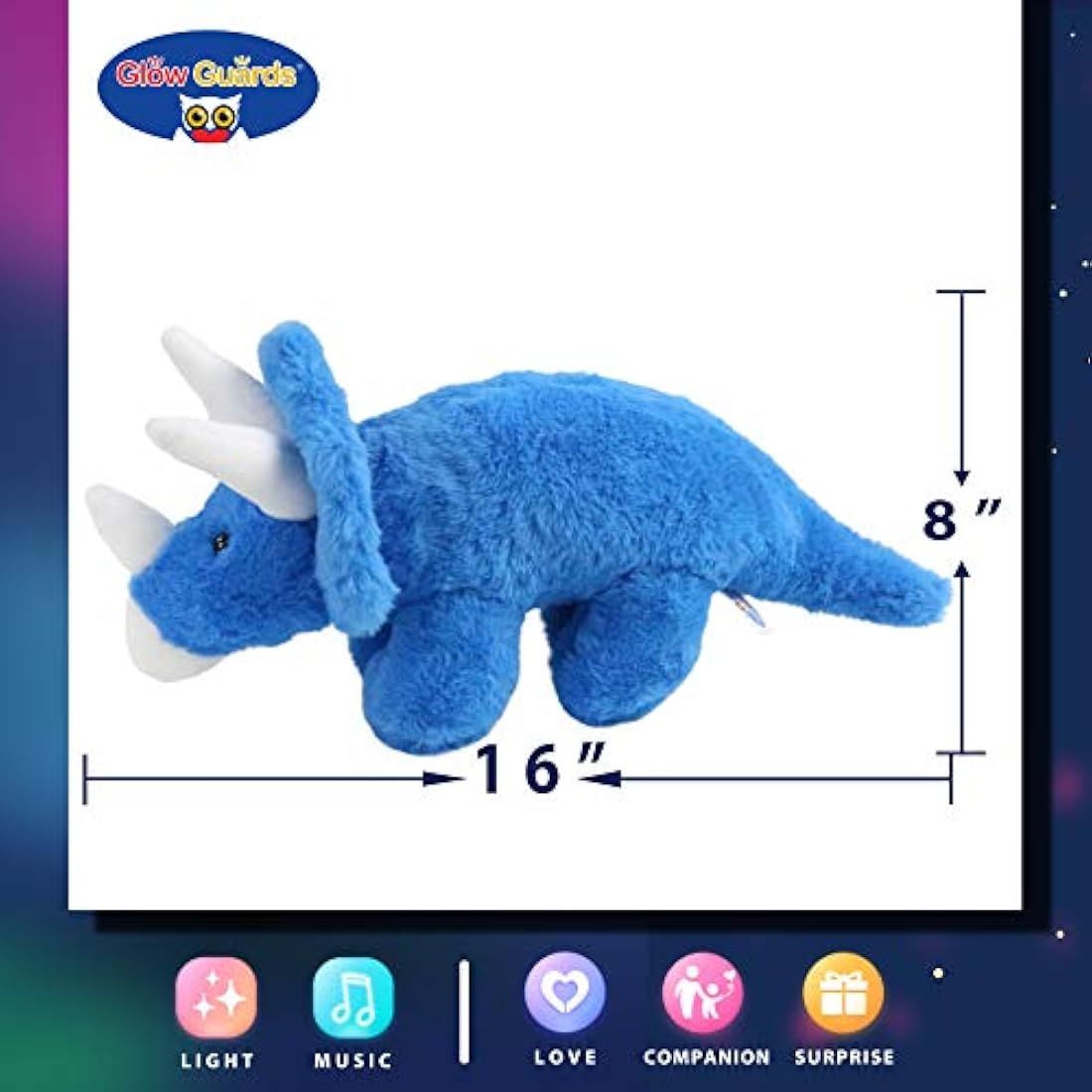 Dinosaurio de peluche con luz musical