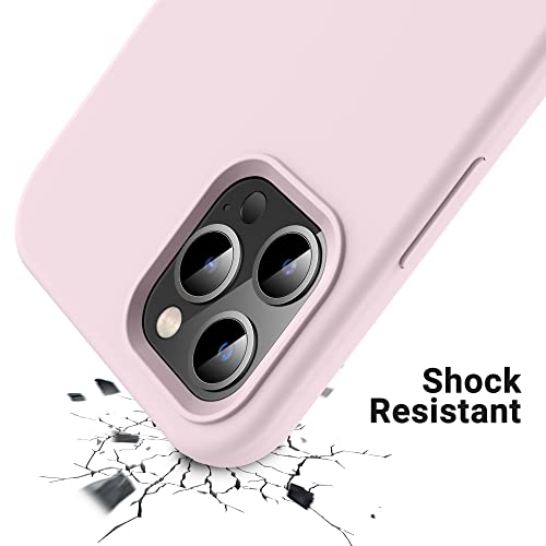 OTOFLY Funda compatible con iPhone 12 Pro Max de 6.7 pulgadas (2020), [Serie sedosa y suave al tacto] Funda protectora de goma de silicona líquida suave de alta calidad (rosa hielo)