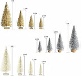 8 Pcs Árboles Navideños Artificiales Miniatura con Base de Madera