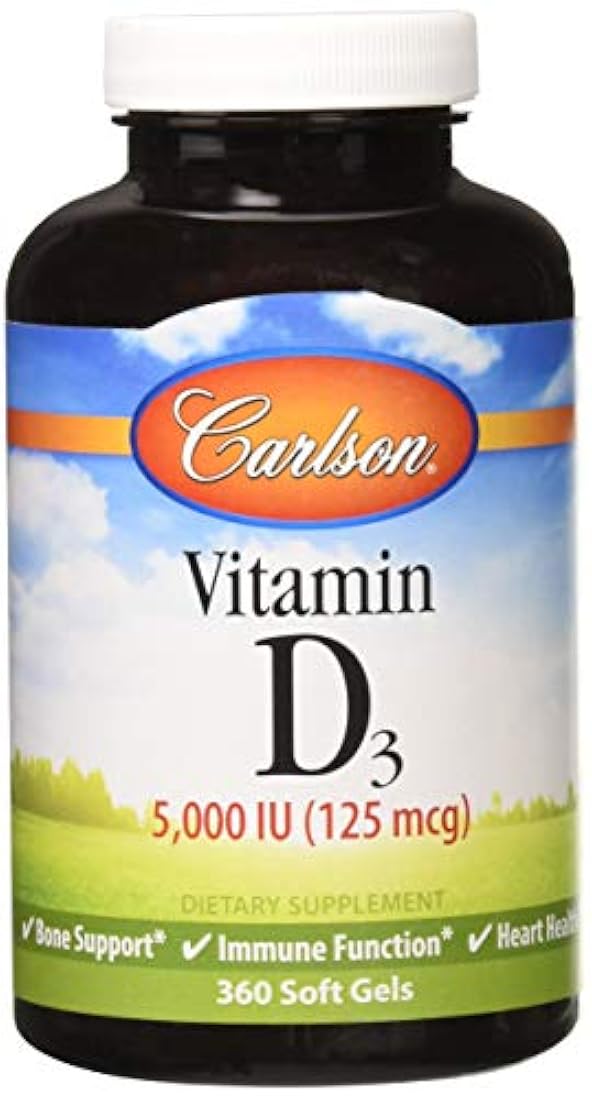 Carlson Vitamina D3 5.000 UI, salud ósea, 360 geles suaves