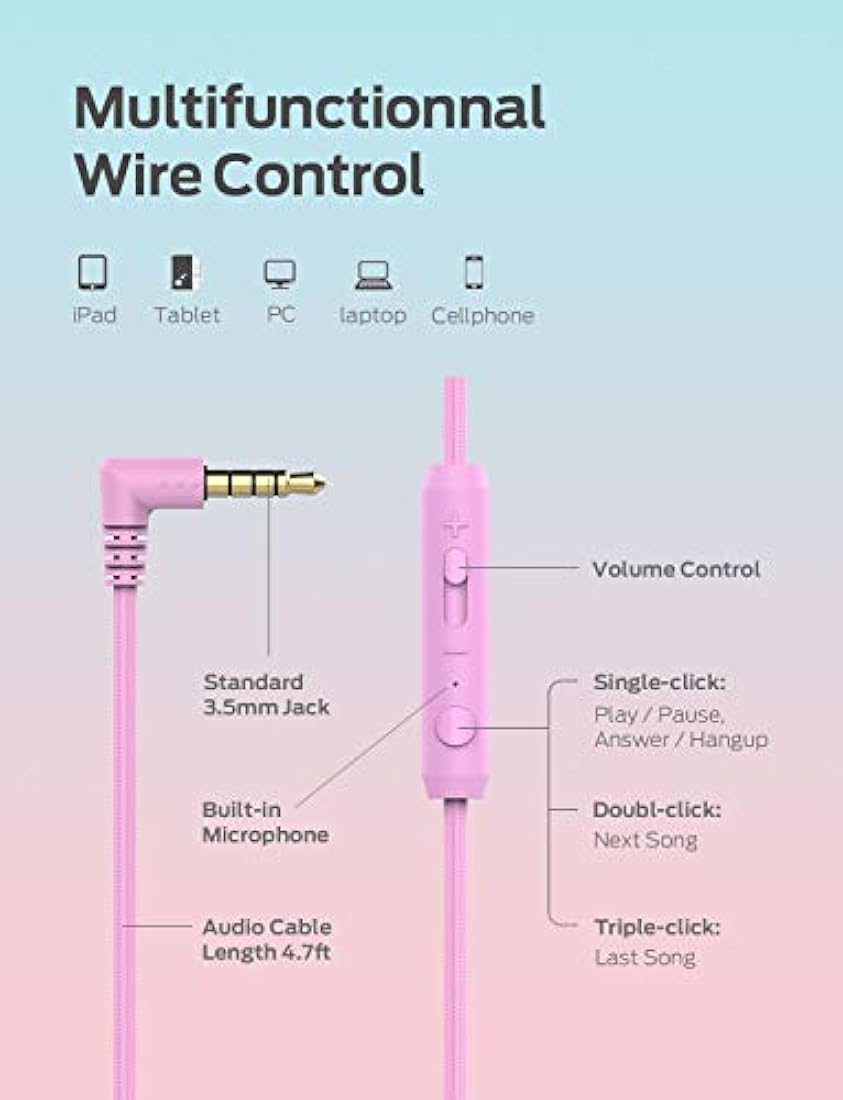 iClever - Auriculares con cable para niños