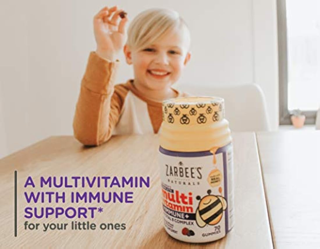 Zarbee's Naturals Multivitamínico completo para niños + goma inmune*, sabores de bayas mezclados, 70 gomas