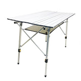Mesa plegable de aluminio ajustable en altura para acampar