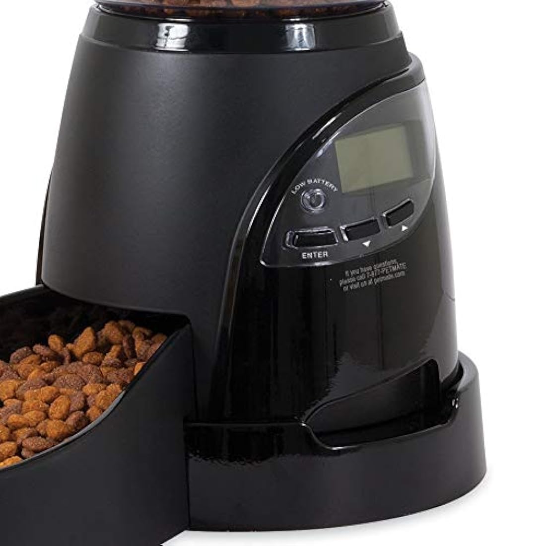 Comedero programable para gatos y perros color negro