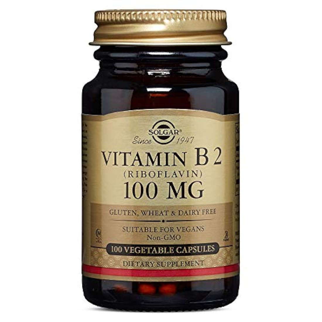 Vitamina B2 (Riboflavina) 100 mg cápsulas vegetales, 100 mg, 100 V Caps (Pack de 2)