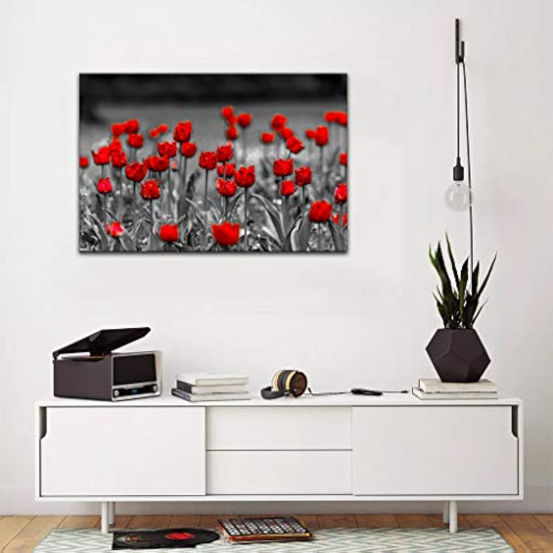 Lienzo decorativo con diseño de flores de amapolas rojas