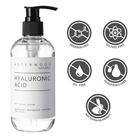 ASTERWOOD NATURALS Suero de ácido hialurónico de 8 onzas