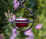 Comedero circular para colibrí, de cristal rojo