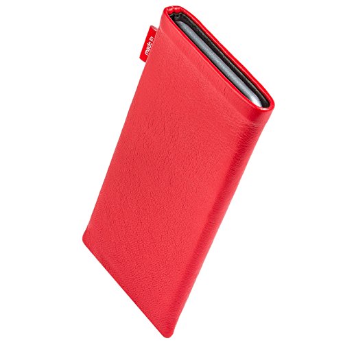 fitBAG Beat Red - Funda a medida para Samsung Galaxy S22 Ultra | Fabricada en Alemania | Funda de piel fina de napa con forro de microfibra para limpieza de pantallas