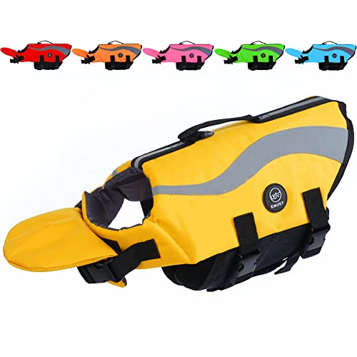 EMUST Dog Life Jacket, Reflective &amp; Adjustable Dog Life Vests for Small/Medium/Large Dogs, Durable Dog Water Vest for Dogs with Front Neck Float