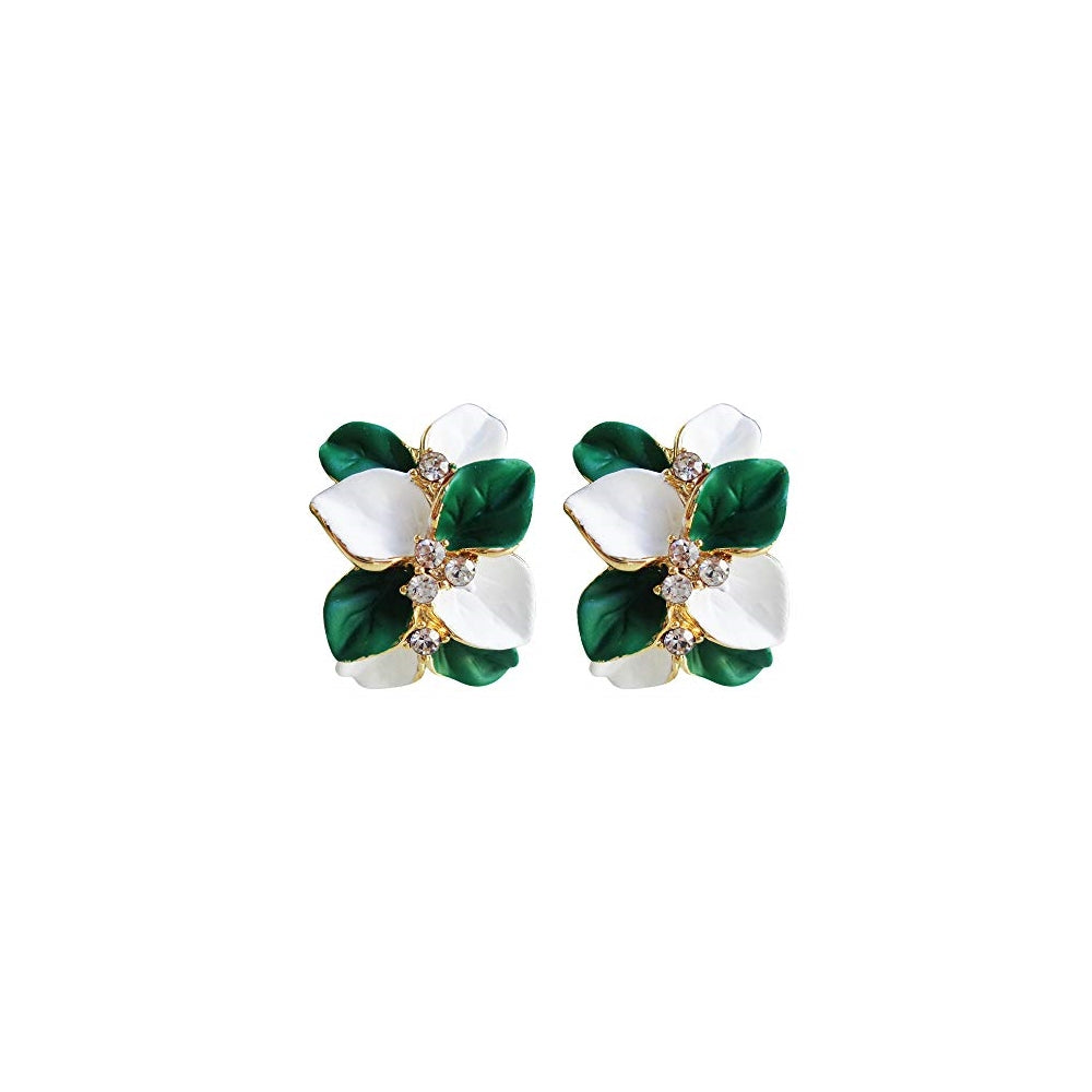 Aretes chapados en oro de 18 quilates de cristal blanco