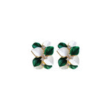 Aretes chapados en oro de 18 quilates de cristal blanco