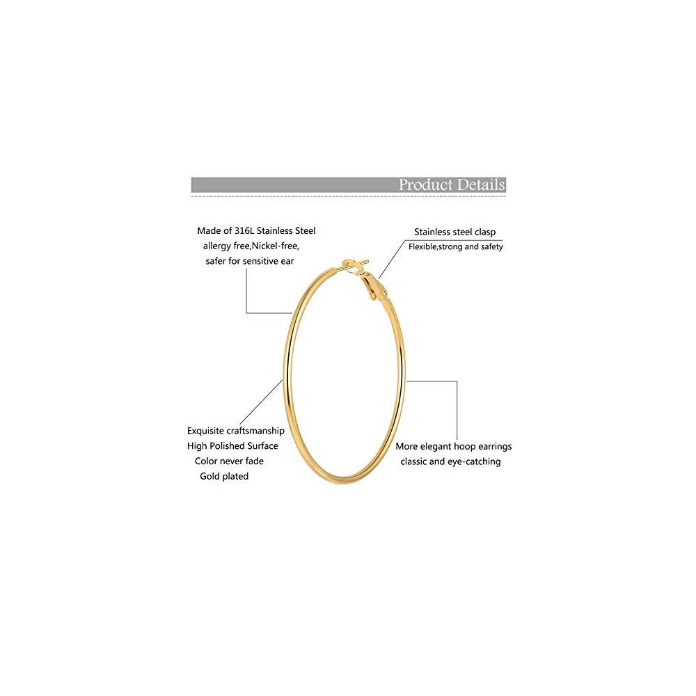 Aretes de aro para mujeres y niñas de acero inoxidable
