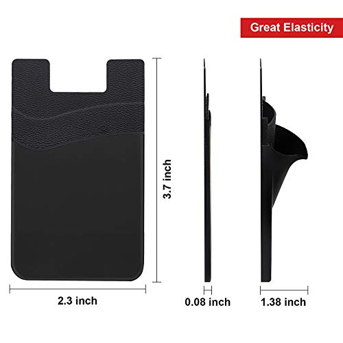 Senose - Cartera para teléfono móvil, tarjetero de silicona para tarjeta de crédito para la parte posterior del teléfono, tarjeta de visita e identificación compatible con iPhone, Android, cualquier teléfono inteligente