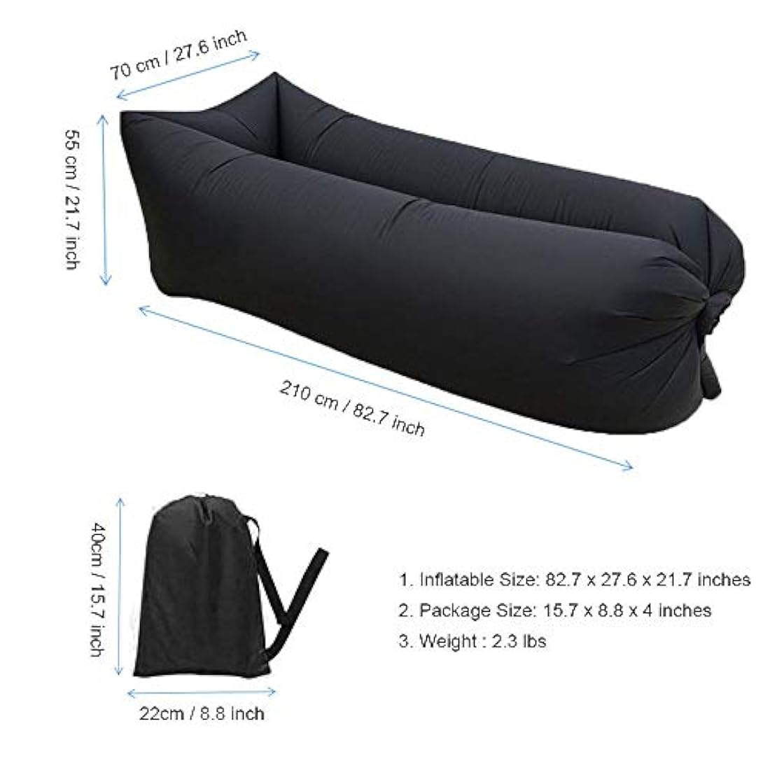 Bry - Tumbona hinchable para sofá cama, saco de dormir