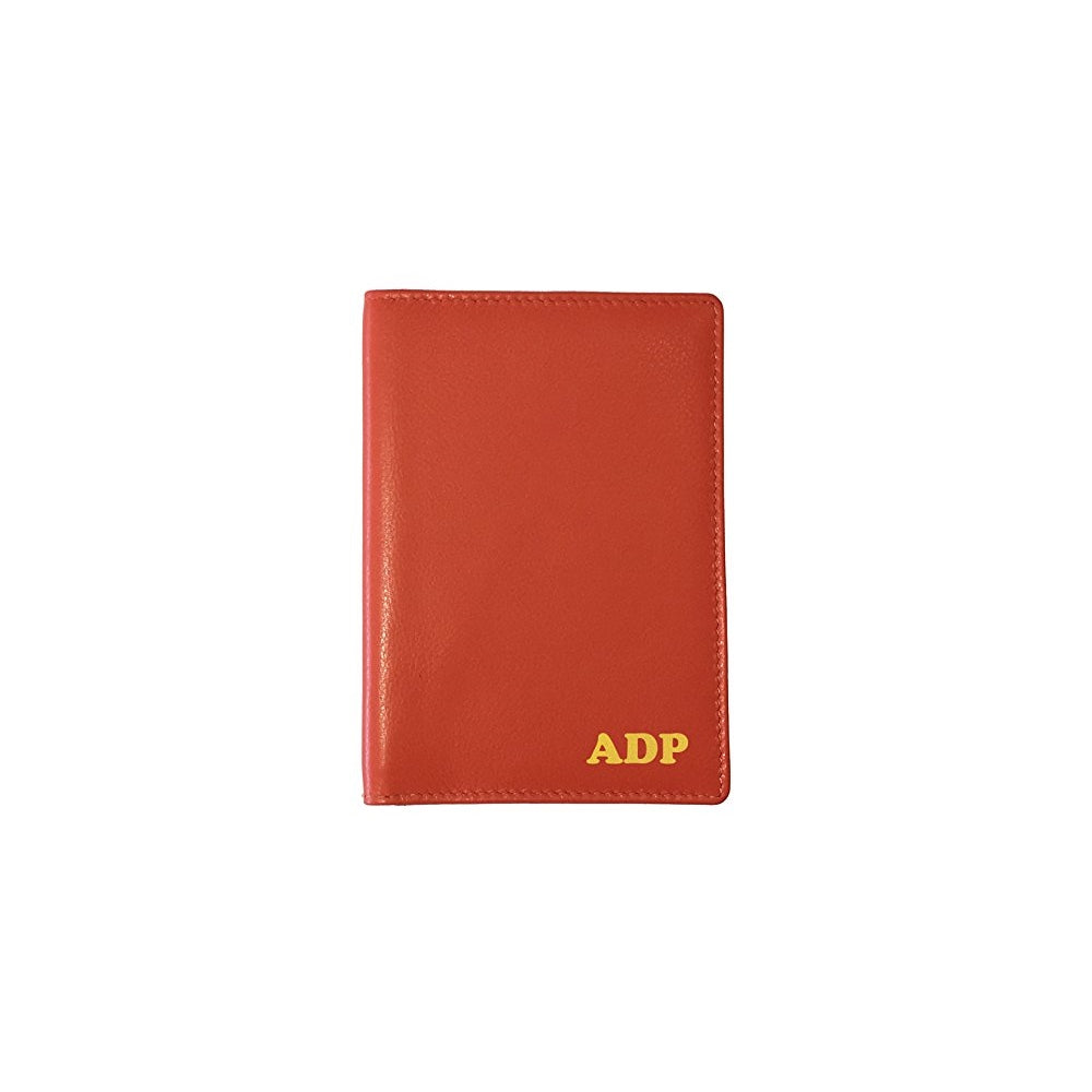 Porta Documentos y Tarjetas de piel para pasaporte naranja