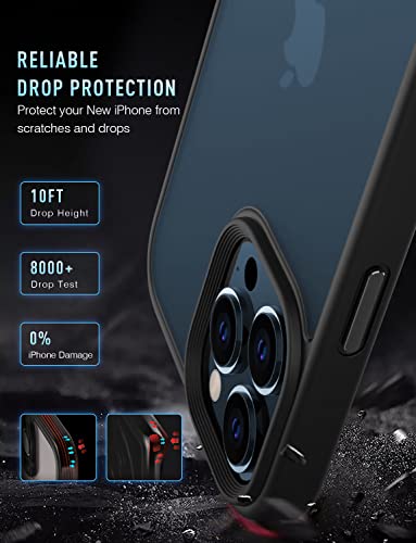 MGNAOOI - Funda magnética para iPhone 12 Pro Max, anticaídas de calidad militar comprobada, compatible con MagSafe, parte trasera translúcida mate con teclas de aleación de aluminio, antihuellas, antiarañazos, 6.7&nbsp;pulgadas, color negro