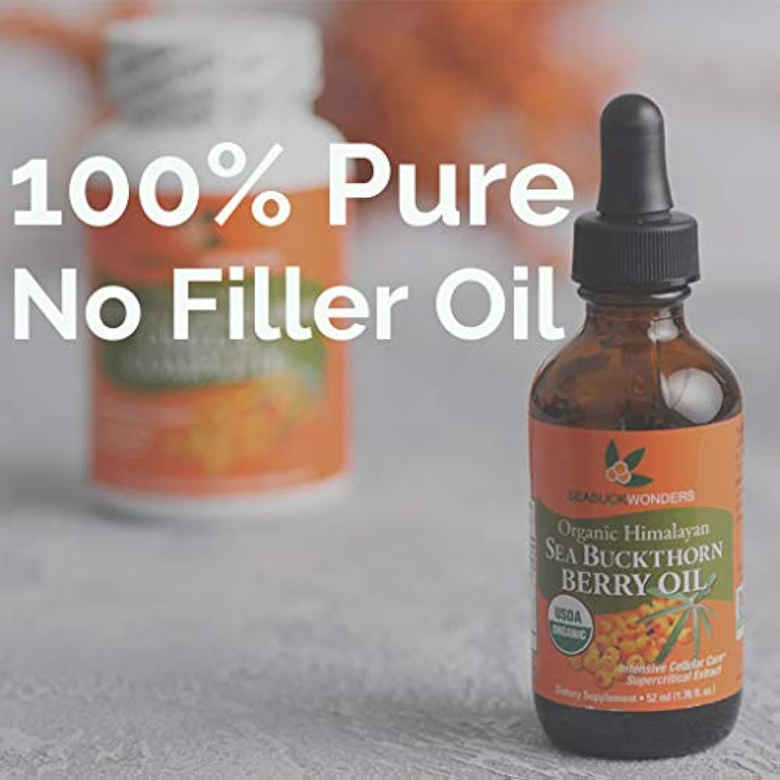 Aceite de baya Sea Buckthorn, 100% orgánica certificada